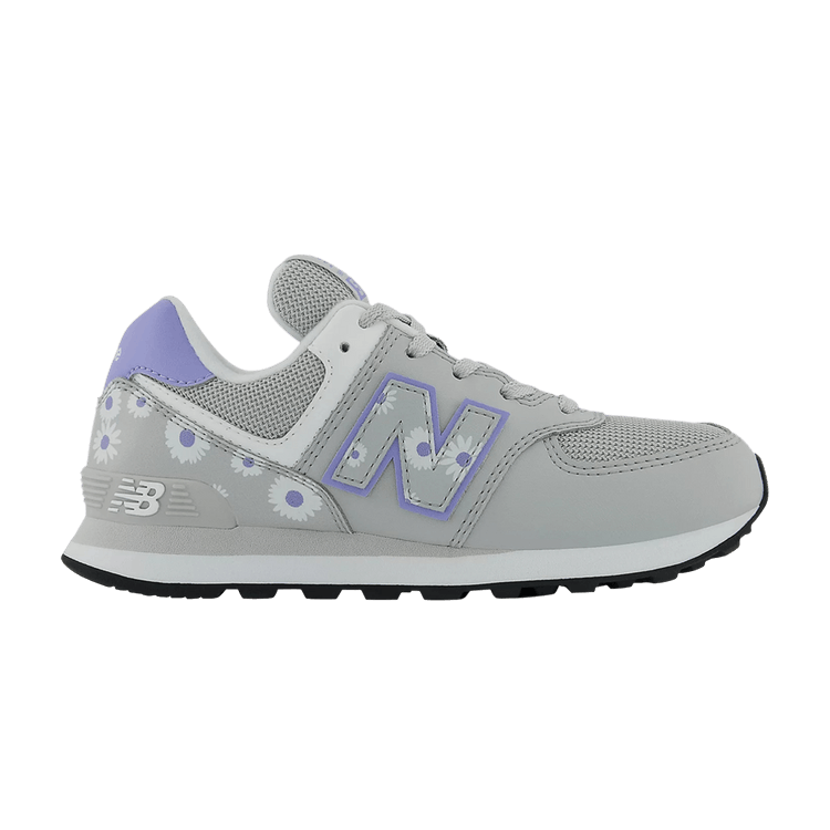 New Balance 574 Little Kid Wide 'Summer Fog Violet Florals' — Summer Fog/Vibrant Violet