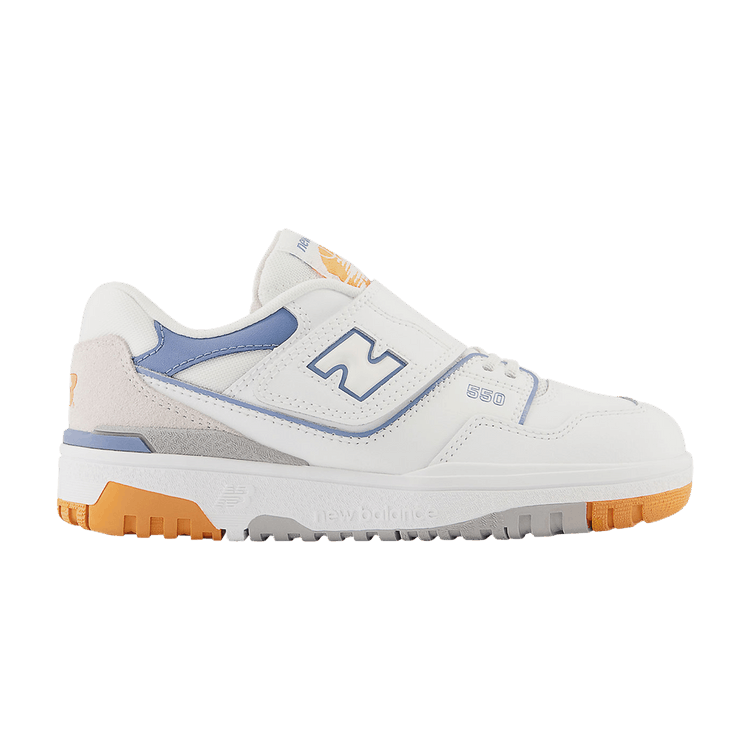 New Balance 550 Bungee Lace Top Strap Little Kid 'White Mercury Blue' — White/Mercury Blue/Daydream