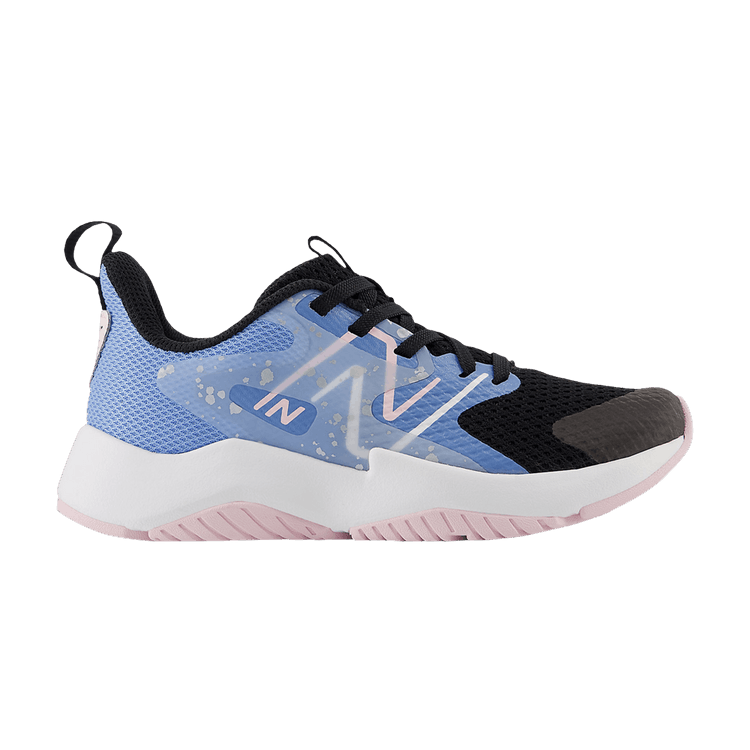 New Balance Rave Run v2 Little Kid 'Black Blue Laguna Paint Splatter' — Black/Blue Laguna/Light Raspberry