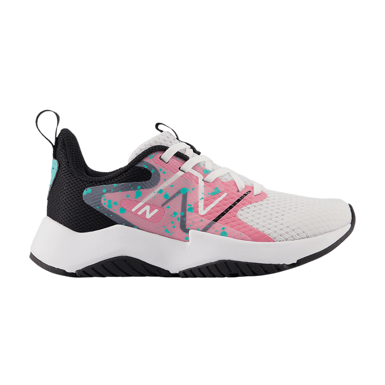 New Balance Rave Run v2 Little Kid 'White Real Pink Paint Splatter' — White/Real Pink/Black