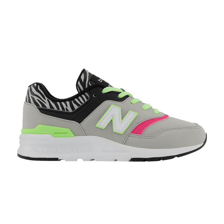 New Balance 997H Little Kid 'Animal Print - Silver Mink' — Silver Mink/Bleached Lime Glow/Pink