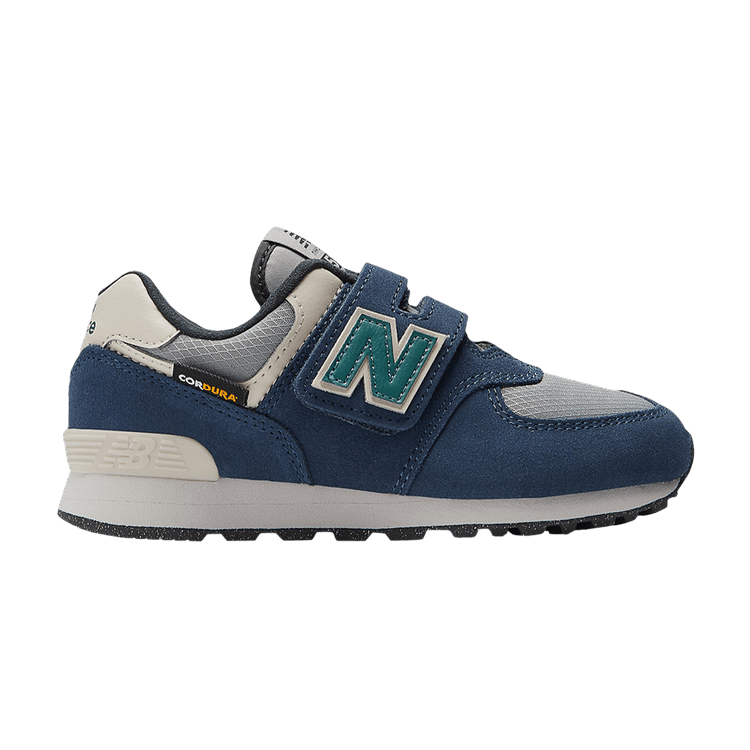New Balance 574 Hook & Loop Little Kid Wide 'Cordura Pack - Navy Slate Grey' — Navy/Slate Grey