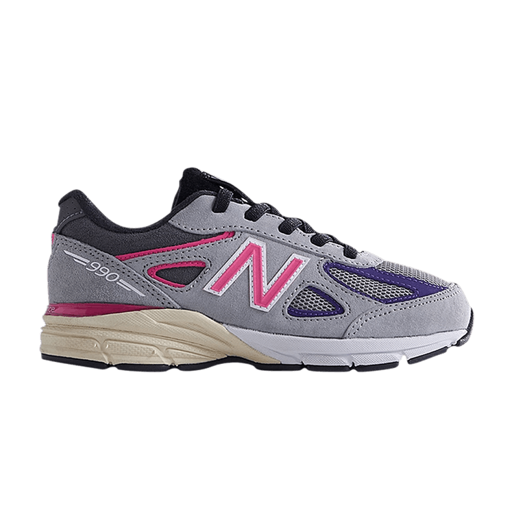 Kith x United Arrows & Sons x New Balance 990v4 Little Kid — Grey/Pink