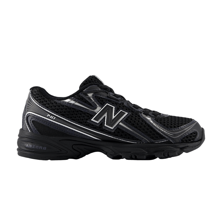 New Balance 740 Bungee Lace Little Kid Wide 'Black Silver Metallic' — Black/Silver Metallic