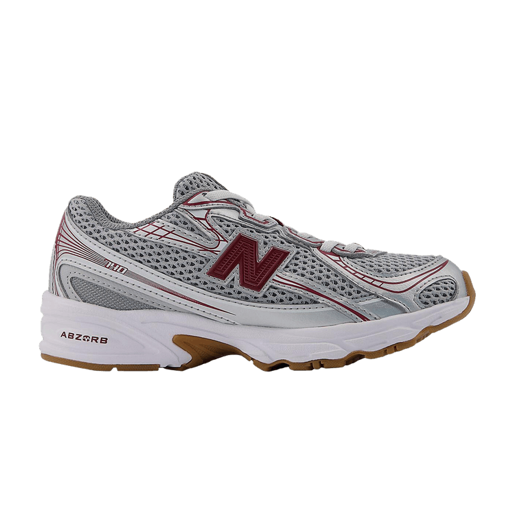 New Balance 740 Bungee Lace Little Kid 'Silver Metallic Monarch Burgundy' — Silver Metallic/Monarch Burgundy
