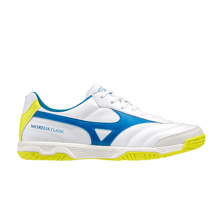 Mizuno Morelia Sala Classic IN 'White Mykonos Blue' — White/Mykonos Blue