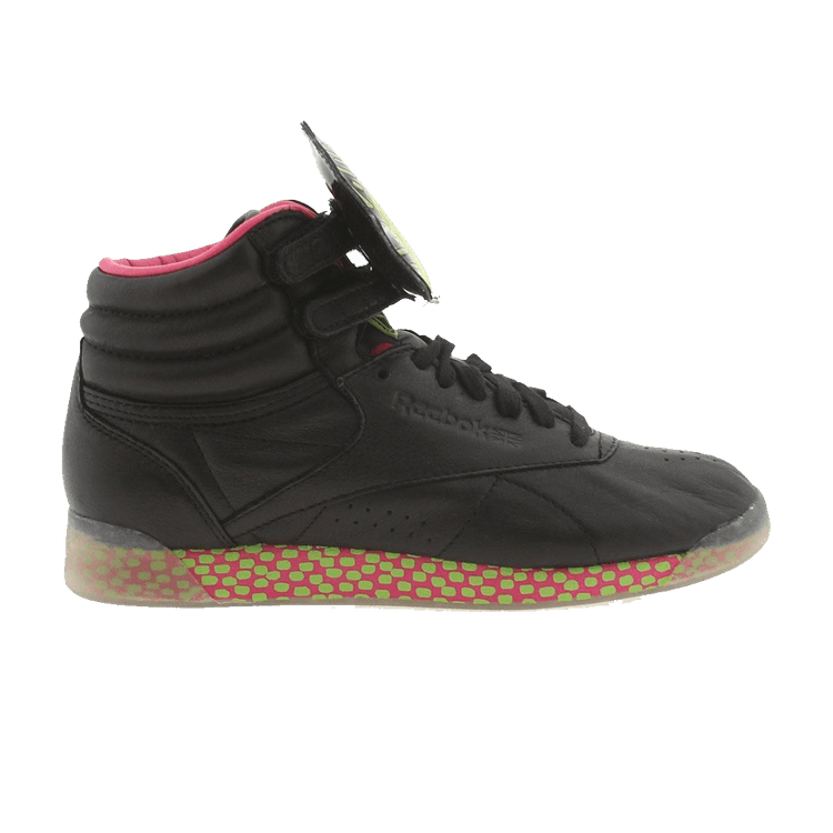 Reebok Wmns Freestyle High INT R12  Basquiat — Black / Pink / Green / Neon Yellow