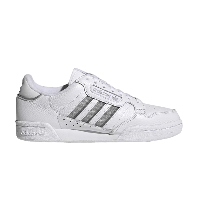 Adidas Wmns Continental 80 Stripes 'White Silver Metallic' — Cloud White/Silver Metallic/Grey Three