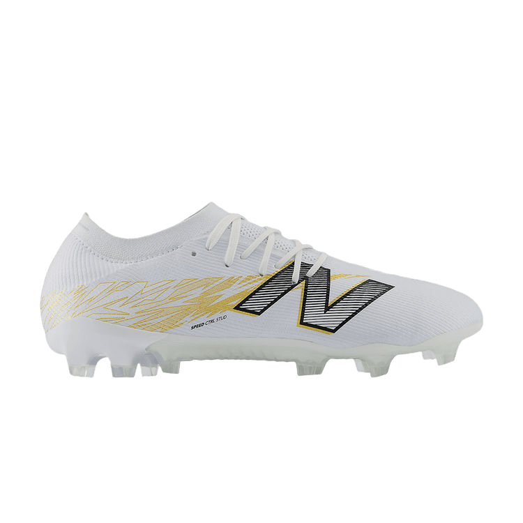 New Balance Furon V8 Elite FG 'White Metallic Gold' — White/Metallic Gold/Metallic Silver