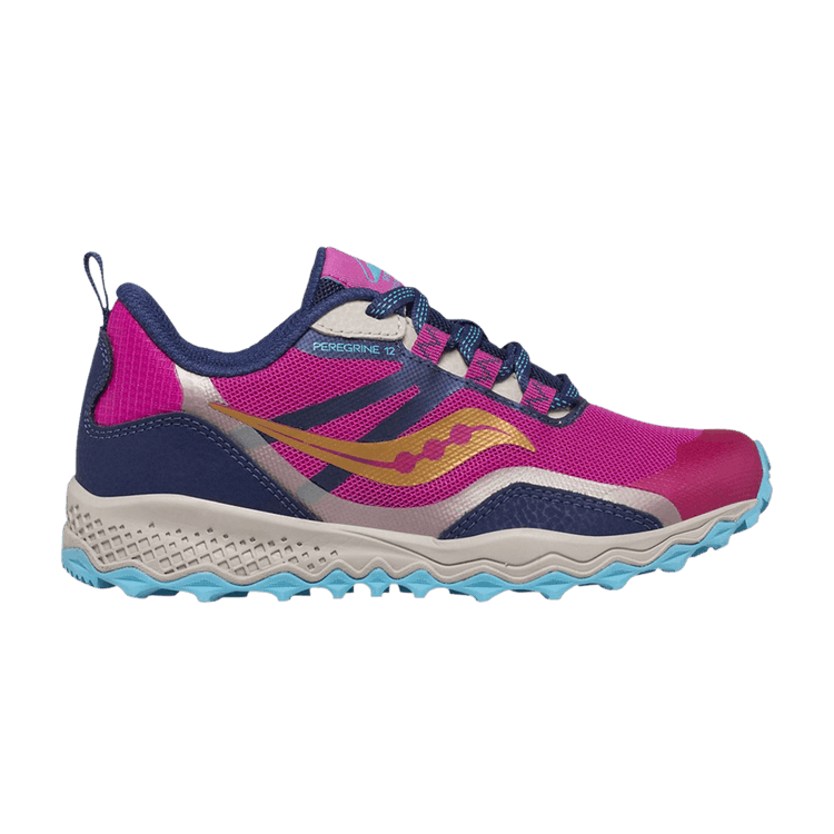 Saucony Peregrine 12 Shield Big Kid 'Navy Turquoise Pink' — Navy/Turquoise/Pink