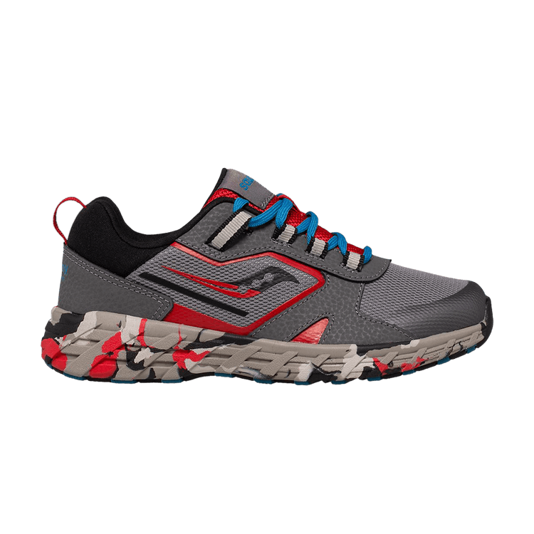 Saucony Wind 2.0 Big Kid 'Grey Red Camo' — Grey/Red