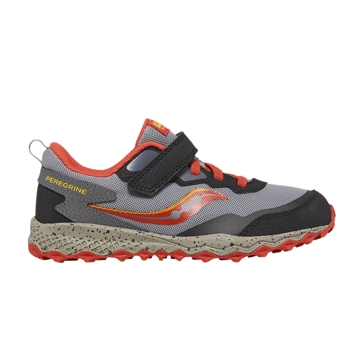 Saucony Peregrine KDZ A/C Big Kid 'Grey Red' — Grey/Red/Yellow