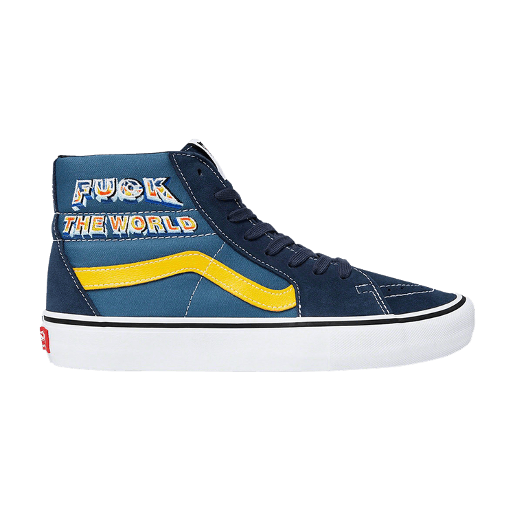 Vans Supreme x Sk8 Hi 'Fuck The World - Navy' — Fuck The World - Navy