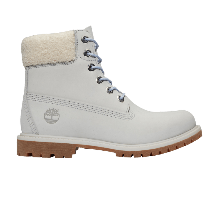 Timberland Wmns 6 Inch Premium Boot 'Light Grey Blue Fur Collar' — Light Grey/Blue