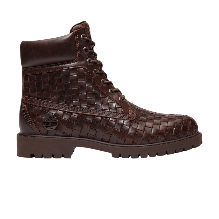 Timberland 6 Inch Premium Boot 'Woven Leather - Dark Brown' — Brown