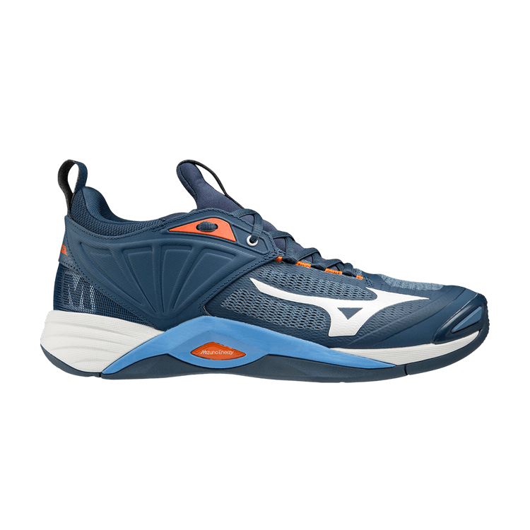 Mizuno Wave Momentum 2 'Dark Denim Scarlet Ibis' — Dark Denim/White/Scarlet Ibis