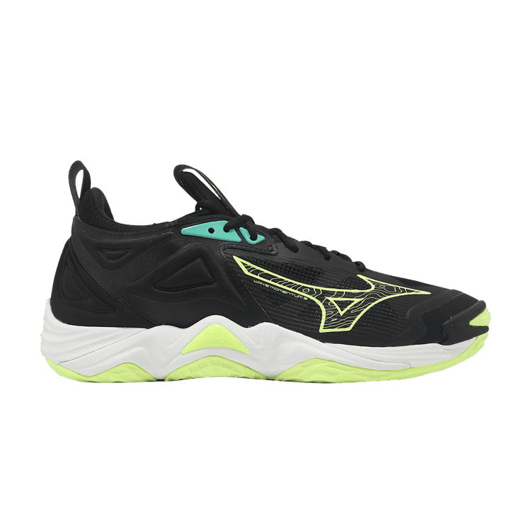 Mizuno Wave Momentum 3 'Black Neo Lime' — Black/Neo Lime/Atlantis