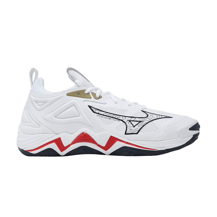 Mizuno Wave Momentum 3 'White Dress Blue Chinese Red' — White/Dress Blue/Chinese Red