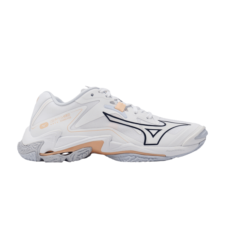 Mizuno Wmns Wave Lightning Z8 'White Navy Peach Parfait' — White/Navy Peony/Peach Parfait