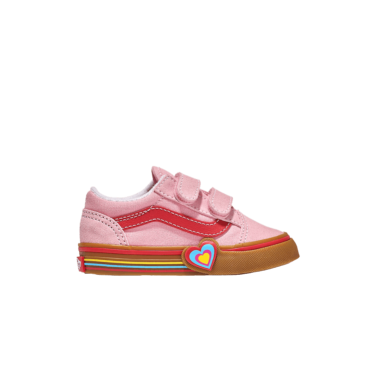 Vans Old Skool V Toddler 'Pink Heart' — Pink/Multi