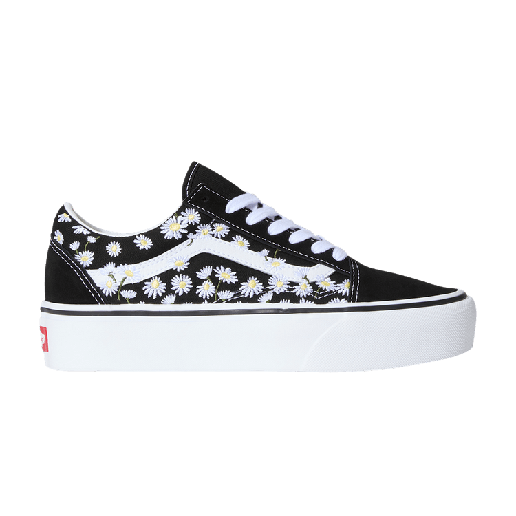 Vans Old Skool Platform 'Floral Embroidery' — Black/White