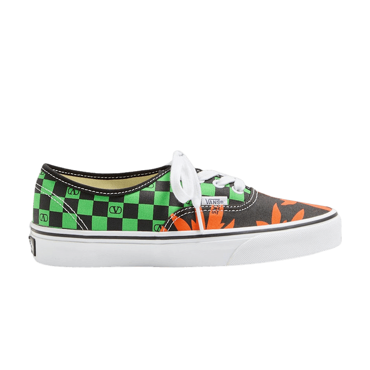 Valentino Garavani x Vans Authentic Checkerboard 'Tropical Leaves' — Green/Orange