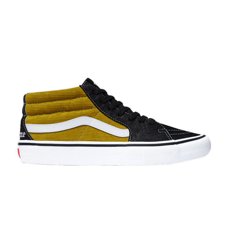Supreme x Vans Sk8 Mid Pro 'Corduroy Croc' — Yellow/Black