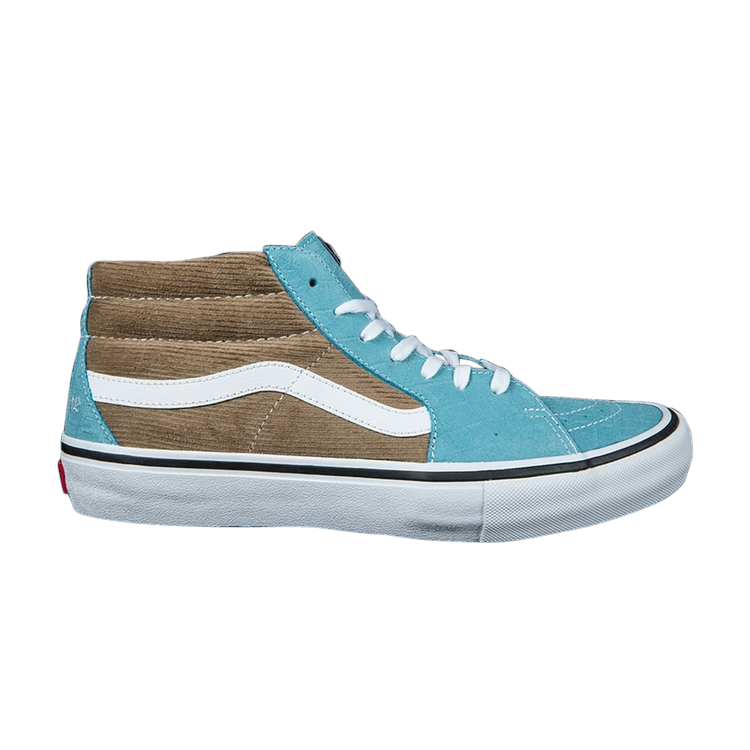Supreme x Vans Sk8 Mid Pro 'Corduroy Croc' — Aqua/Light Brown