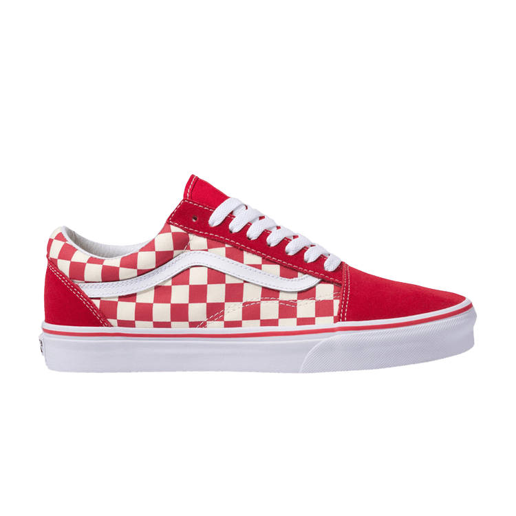Vans Old Skool Kids 'Primary Check - Racing Red' — Racing Red/White