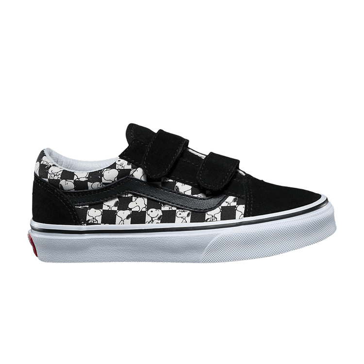 Peanuts x Vans Old Skool V Kids 'Snoopy Checkerboard' — Black/True White