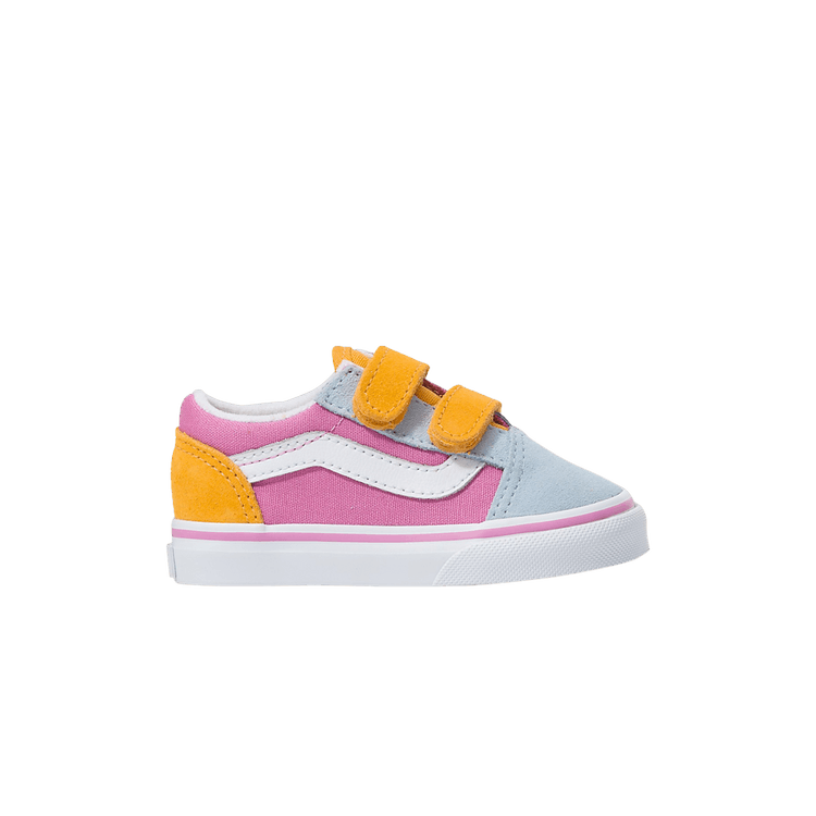 Vans Old Skool V Toddler 'Color Block - Fuchsia' — Fuchsia Pink/True White