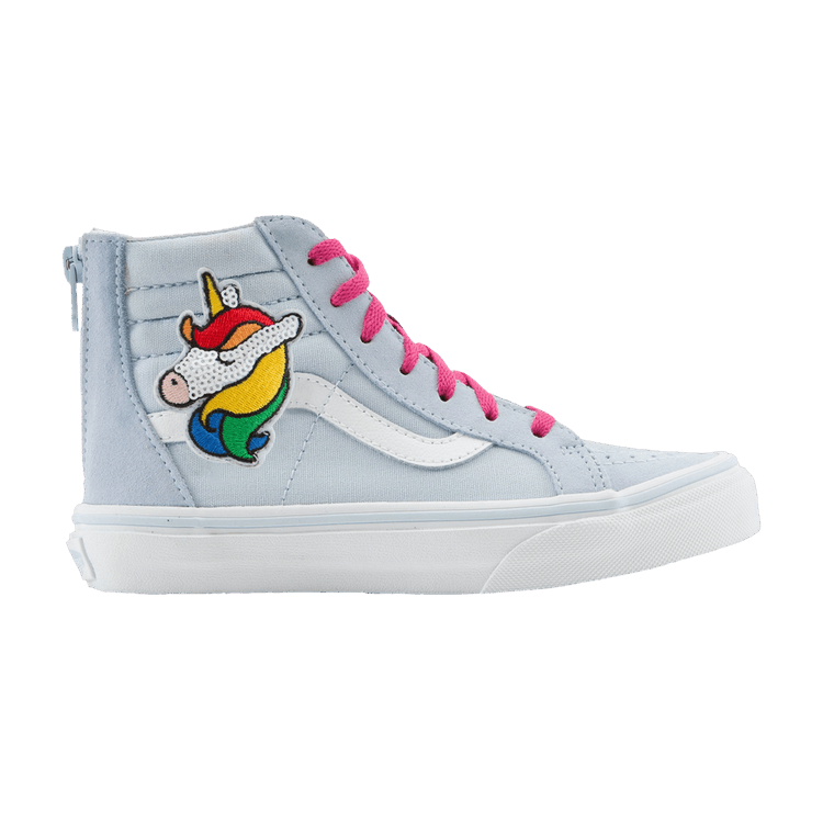 Vans Sk8-Hi Zip Kids 'Sequin Patch - Unicorn' — Ballad Blue/True White