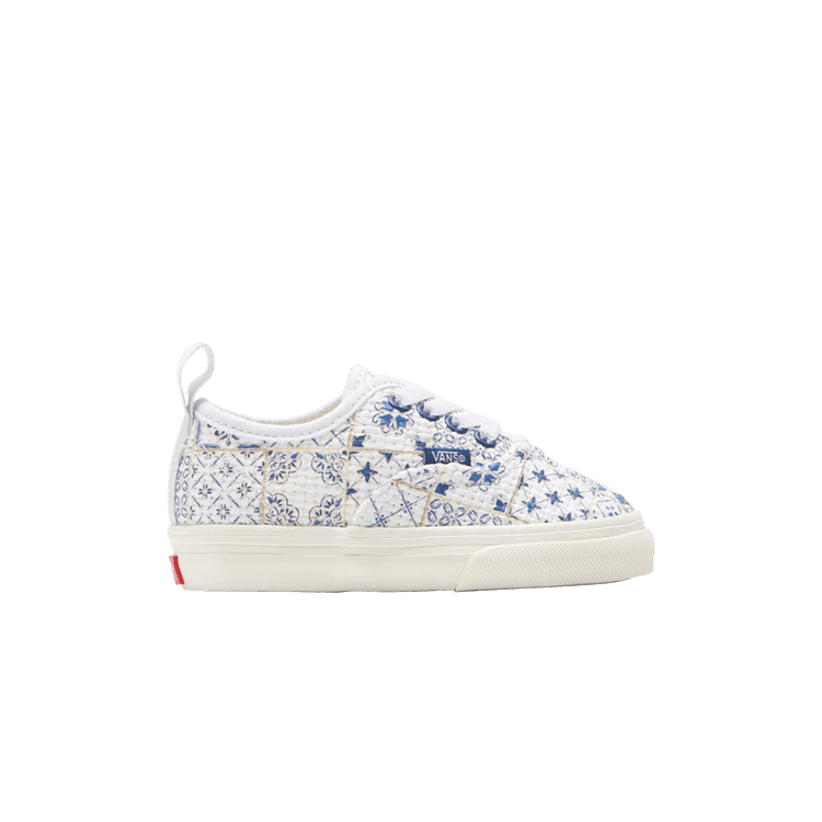 Kith x Vans Authentic Elastic Lace Toddler 'Azulejo Tile' — White