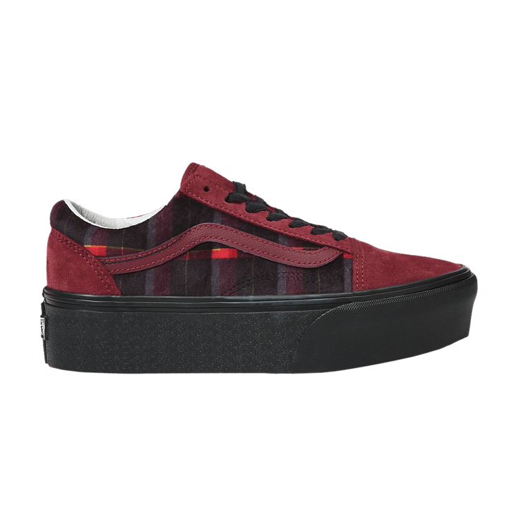 Vans Old Skool Stackform 'Velvet Plaid' — Port/Black