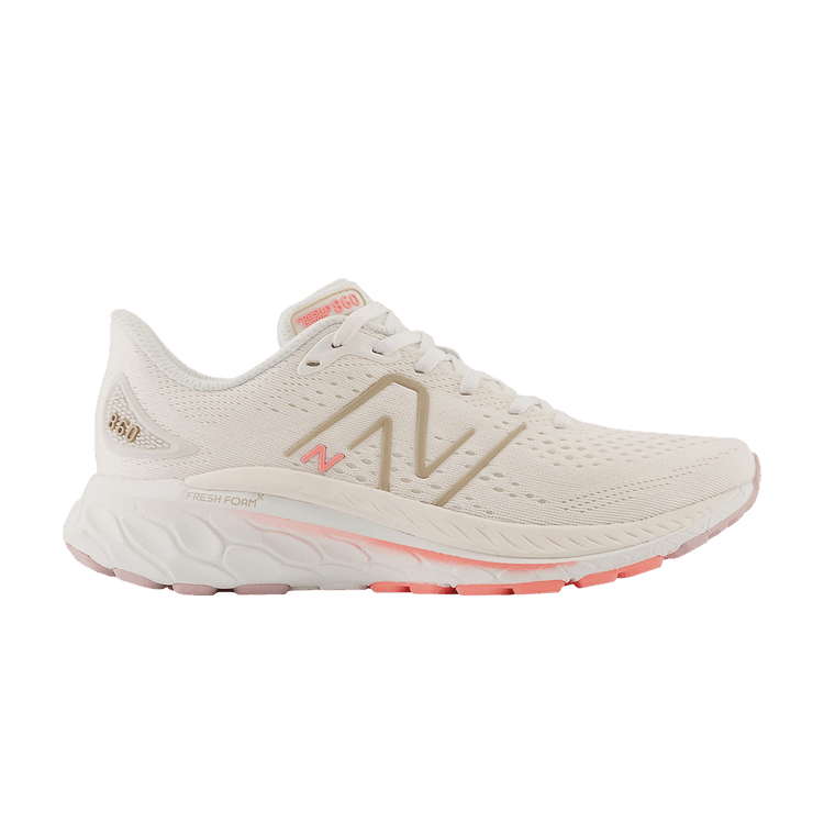New Balance Wmns Fresh Foam X 860v13 2A Wide 'White Gold Grapefruit' — White/Light Gold Metallic/Grapefruit