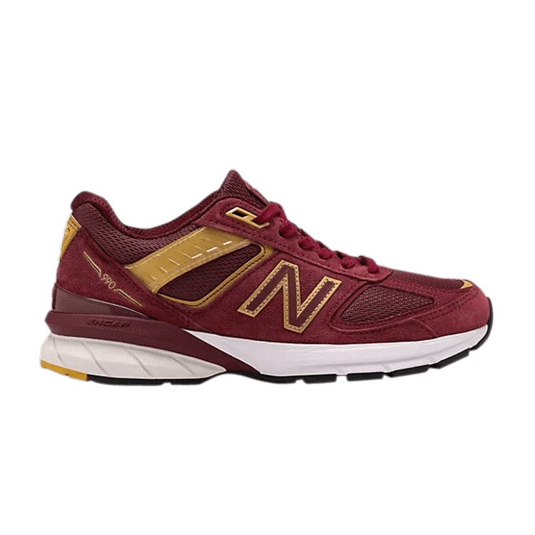 New Balance Wmns 990v5 Made in USA 'Burgundy Gold ' — Burgundy/Gold