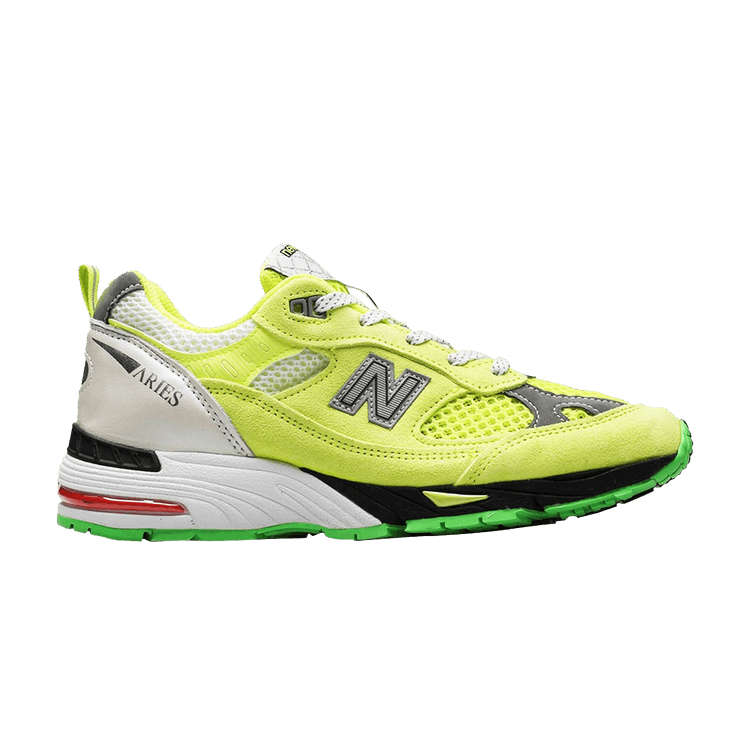 New Balance Aries x Wmns 991 Made in England 'Neon Yellow' — Neon Yellow/Silver