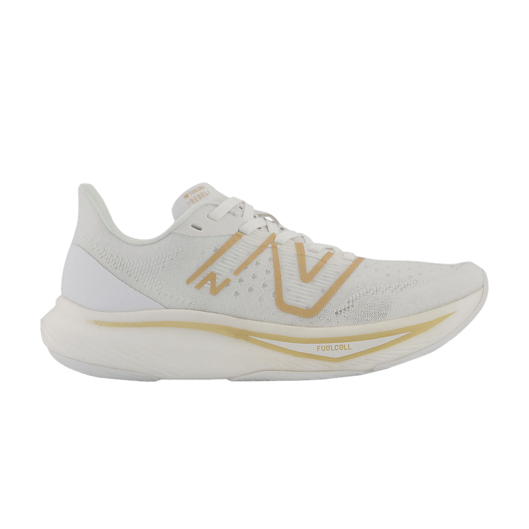 New Balance Wmns FuelCell Rebel v3 Wide 'White Gold Metallic' — White/Gold Metallic/Light Gold Metallic
