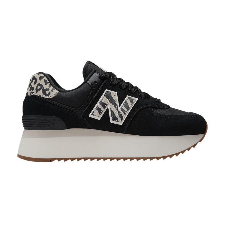 New Balance Wmns 574+ 'Black Animal Print' — Black/Moonbeam/Sea Salt