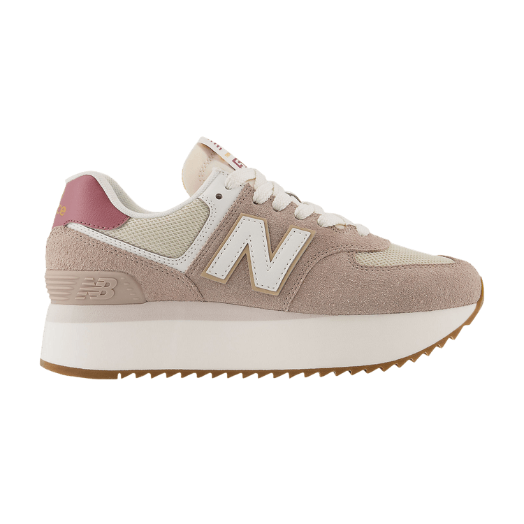 New Balance Wmns 574+ 'Driftwood' — Driftwood/Washed Burgundy/Sea Salt