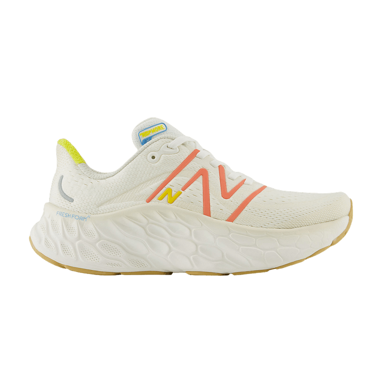 New Balance Wmns Fresh Foam X More v4 Wide 'Sea Salt Gulf Red' — Sea Salt/Gulf Red/Lemon Zest