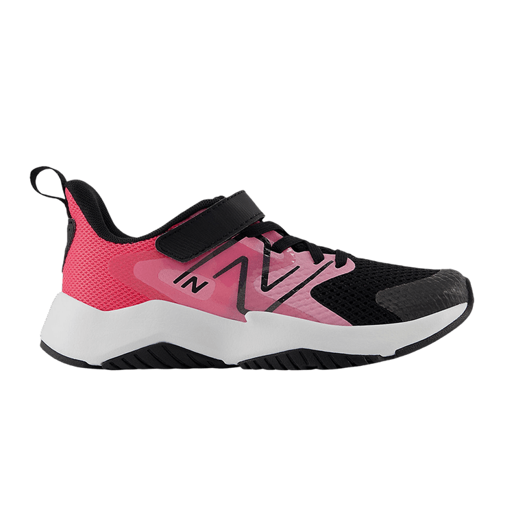 New Balance Rave Run v2 Bungee Lace Top Strap Big Kid 'Signal Pink Black' — Signal Pink/Black