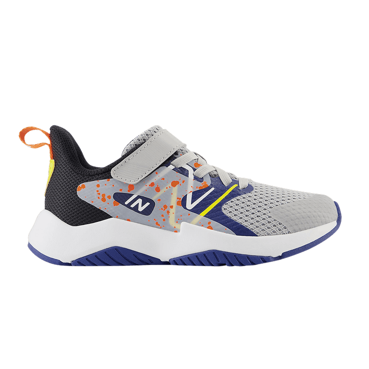 New Balance Rave Run v2 Bungee Lace Top Strap Big Kid X-Wide 'Rain Cloud Blaze Orange' — Rain Cloud/Night Sky/Blaze Orange
